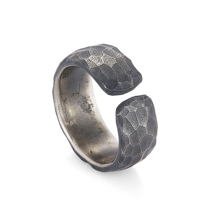 WorldNorse 999 Sterling Silver Lava Encrusted Gold Veined Ring - image 3