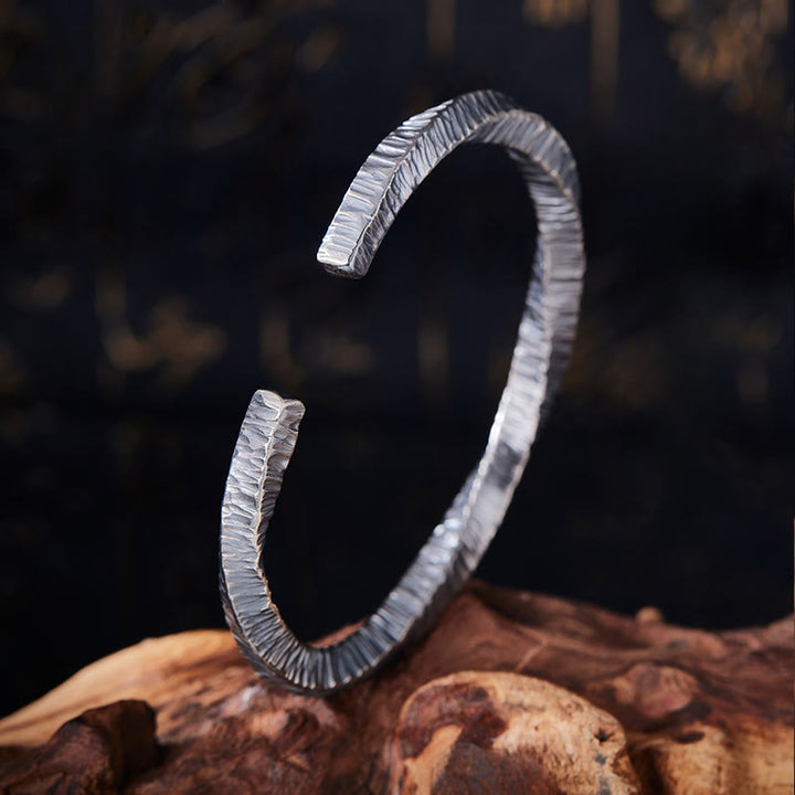 WorldNorse Handcrafted 999 Silver Rugged Ribbed Embossed Cuff Bracelet - image 3