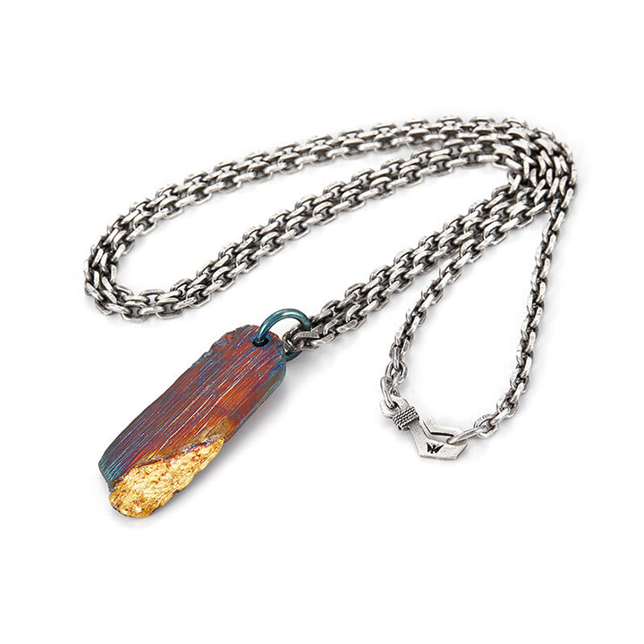WorldNorse Handcrafted 999 Gold Iridescent Textured Bar Encrusted Necklace - image 3