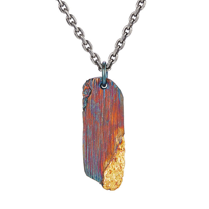 WorldNorse Handcrafted 999 Gold Iridescent Textured Bar Encrusted Necklace - image 2