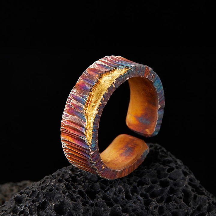 WorldNorse 999 Sterling Silver Iridescent Textured Hammered Ring - Inner Circumference 65-67.5 cm - image 0