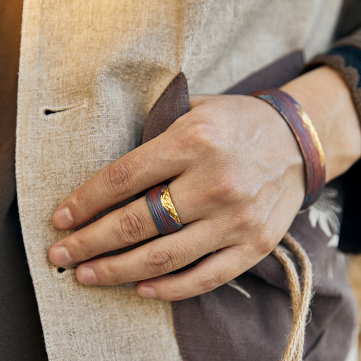 WorldNorse Handcrafted 999 Gold Artisan Iridescent Streaked Ring - image 7