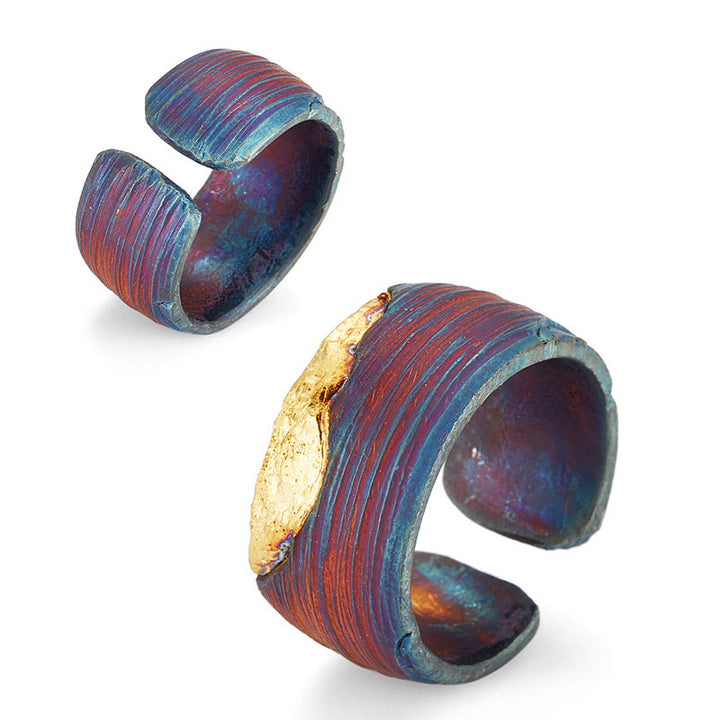 WorldNorse 999 Sterling Gold Artisan Iridescent Streaked Ring - image 6