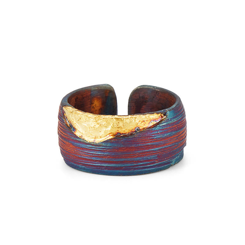 WorldNorse 999 Sterling Gold Artisan Iridescent Streaked Ring - image 2