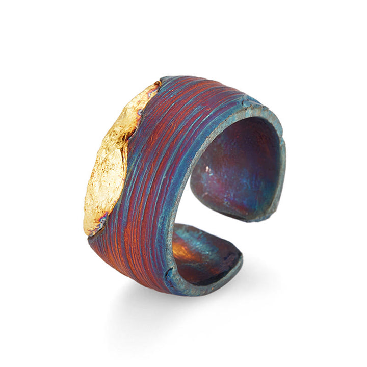 WorldNorse Handcrafted 999 Gold Artisan Iridescent Streaked Ring - image 4