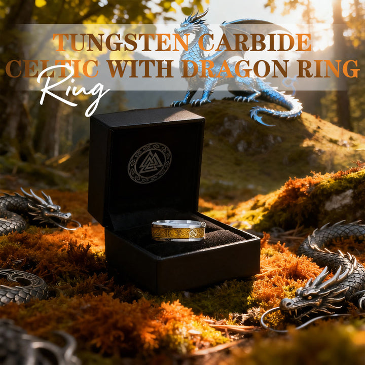 WorldNorse Tungsten Carbide Celtic with Dragon Ring - image 2