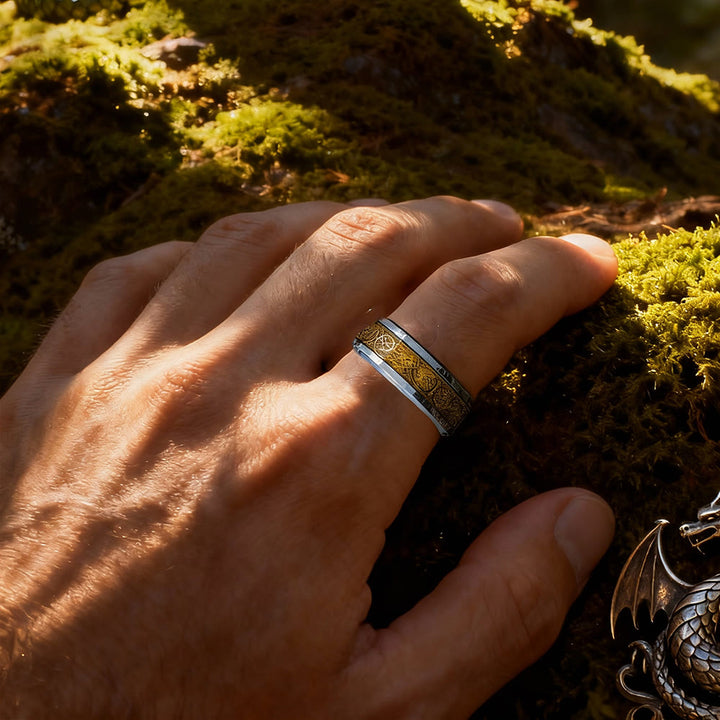 WorldNorse Tungsten Carbide Celtic with Dragon Ring - image 1