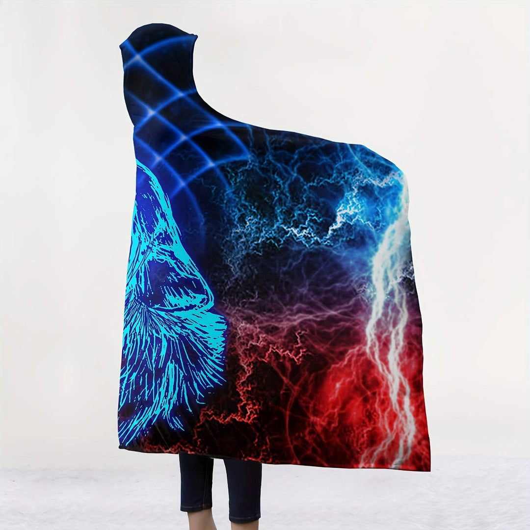 WorldNorse Storm Howling Wolf Hooded Blanket - image 3