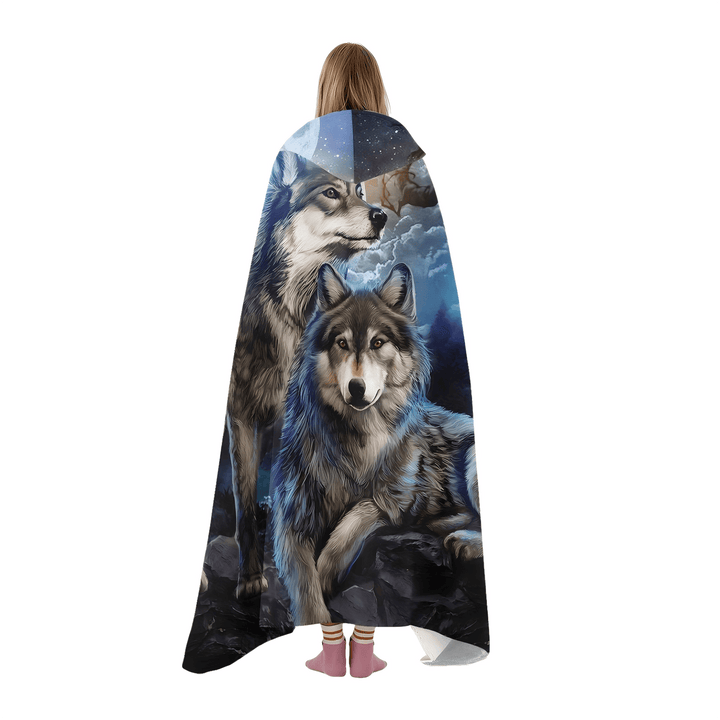 WorldNorse Nebula Grove Wolf Hooded Blanket - image 2