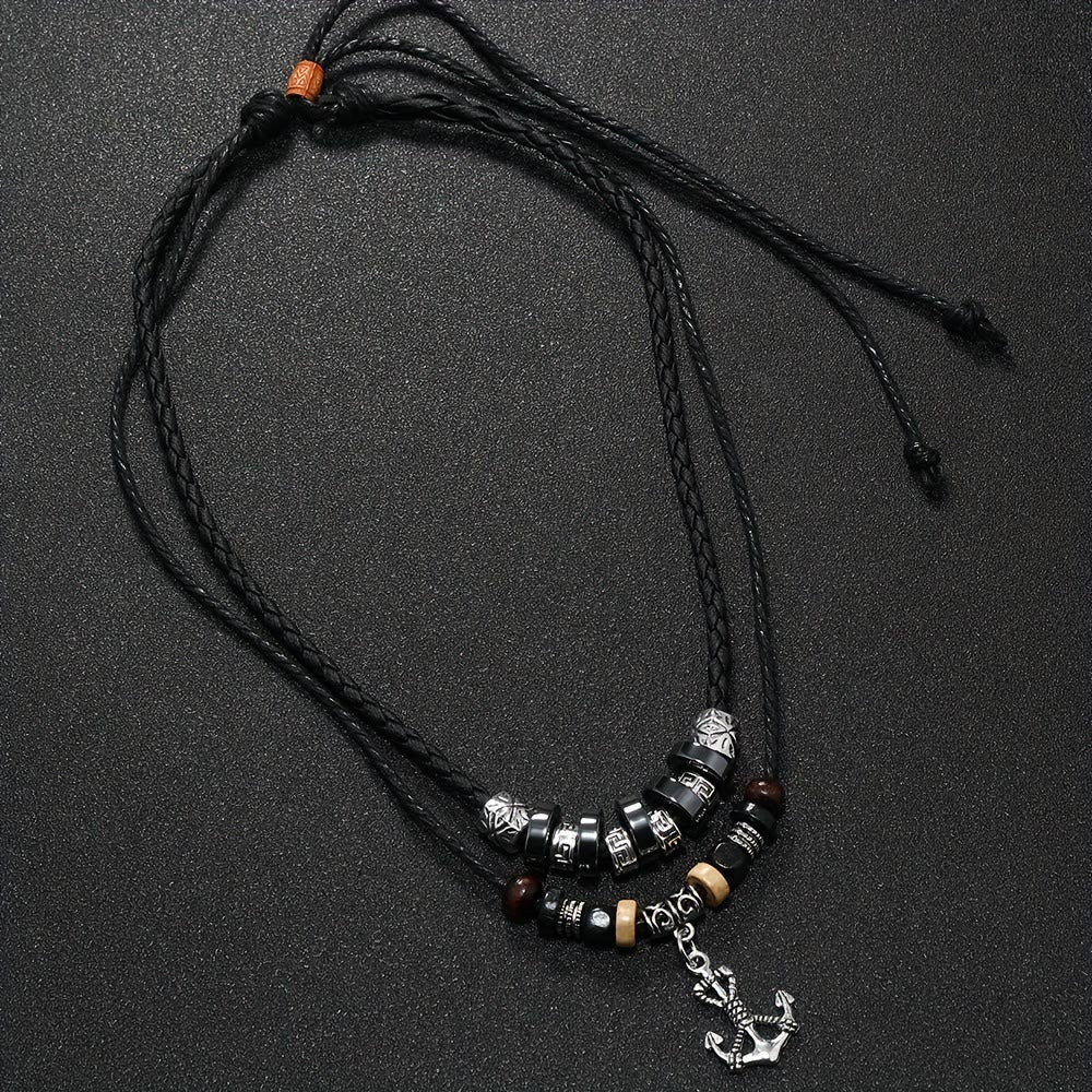 WorldNorse Geometric Engraved Bead Anchor Pendant Necklace - image 5