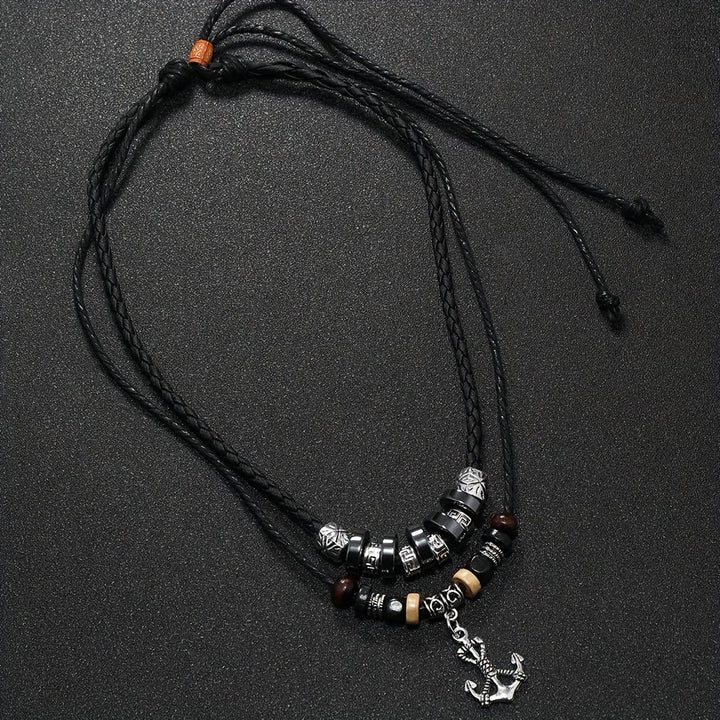 WorldNorse Geometric Engraved Bead Anchor Pendant Necklace - image 5