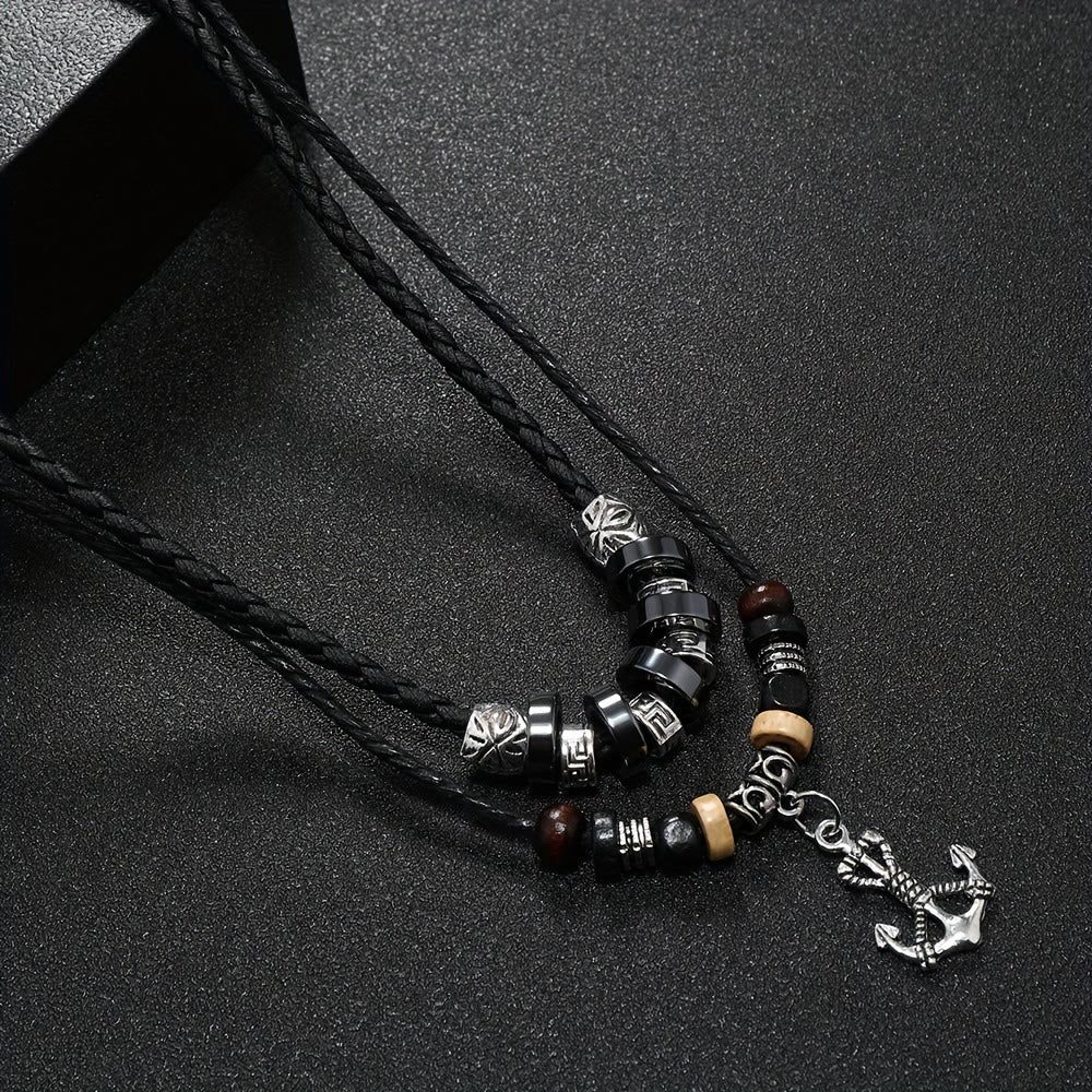 WorldNorse Geometric Engraved Bead Anchor Pendant Necklace - image 6