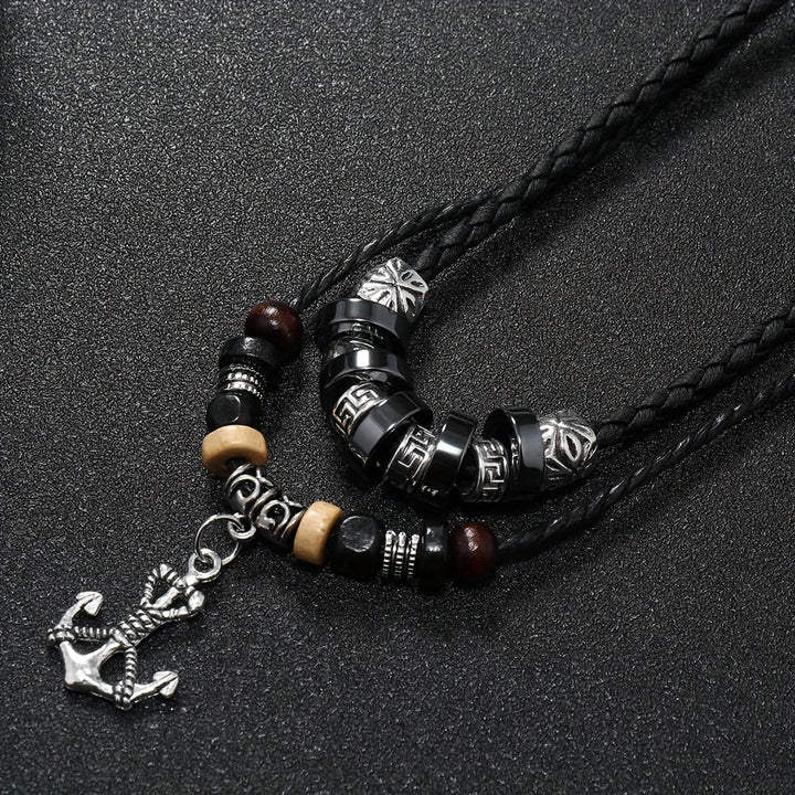WorldNorse Geometric Engraved Bead Anchor Pendant Necklace - image 7