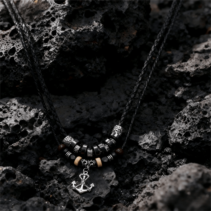 WorldNorse Geometric Engraved Bead Anchor Pendant Necklace - image 4