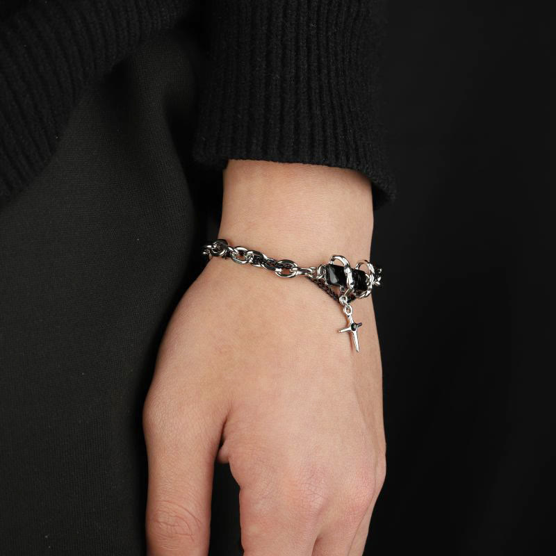 WorldNorse Metallic Link Gem Star Charm Bracelet - image 1