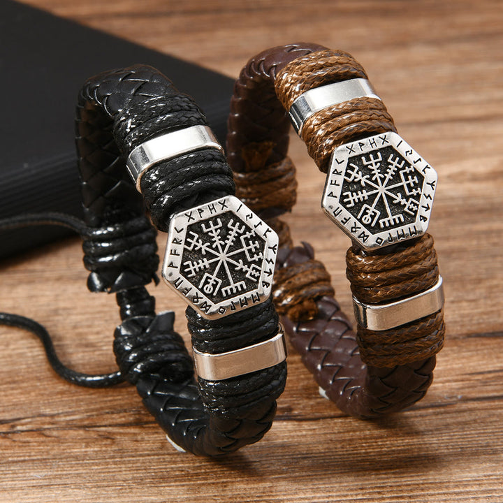 WorldNorse Viking Rune Adorned Twisted Leather Bracelet - image 4