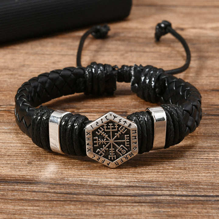 WorldNorse Viking Rune Adorned Twisted Leather Bracelet - image 3