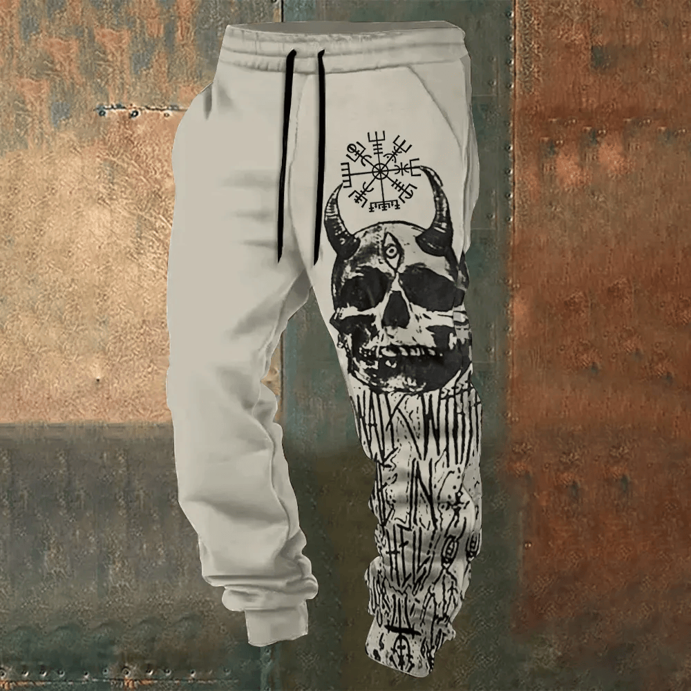 WorldNorse Horned Skull Vegvisir Rune Sweatpants - US/UK/AU52，EU62 (6XL) - image 0
