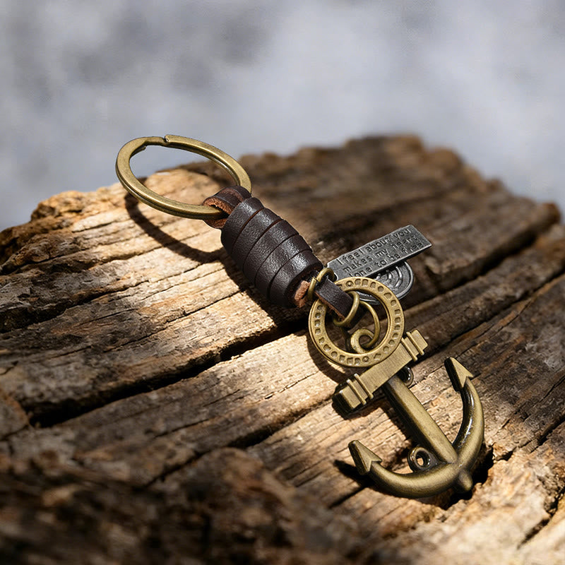 WorldNorse Anchor Motif Leather Wrapped Keychain - image 4