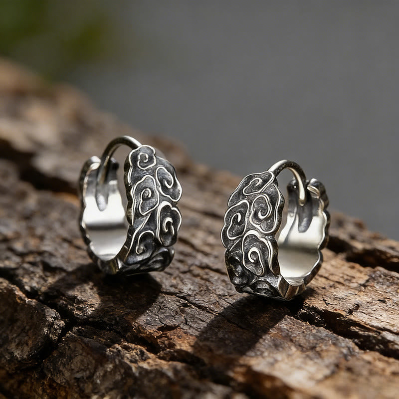 WorldNorse Carved Cloud Texture Vintage Style Earrings - A Pair - image 0