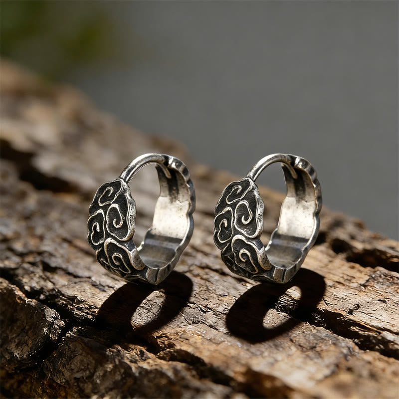 WorldNorse Carved Cloud Texture Vintage Style Earrings - image 3