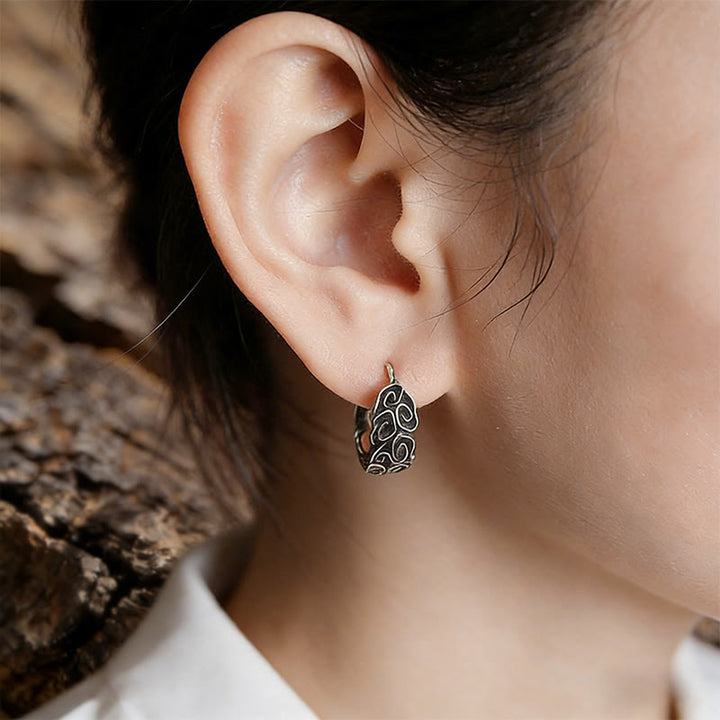 WorldNorse Carved Cloud Texture Vintage Style Earrings - image 4
