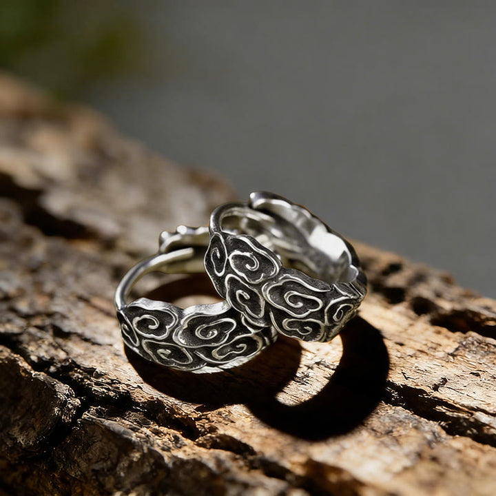 WorldNorse Carved Cloud Texture Vintage Style Earrings - image 1