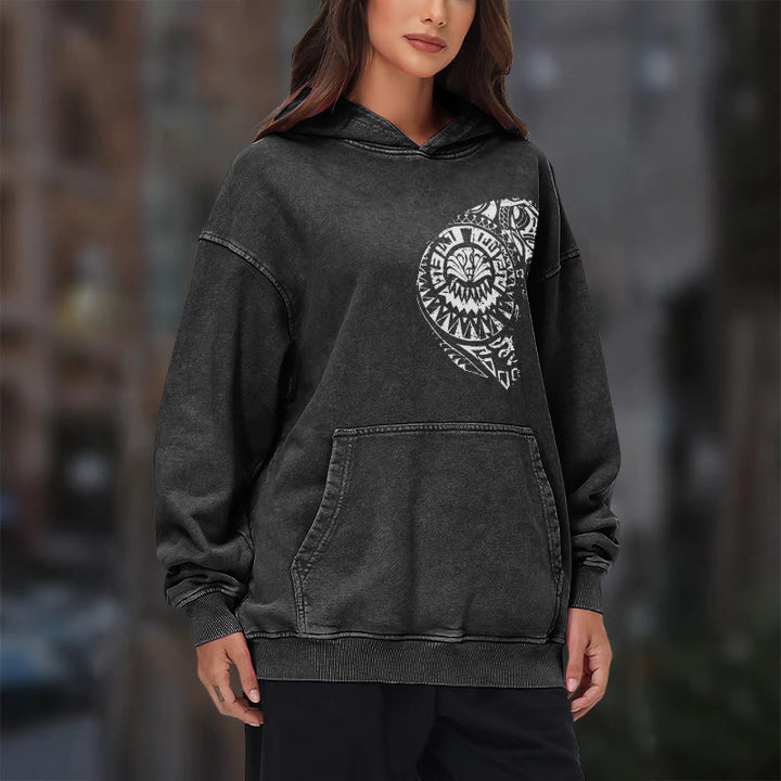 WorldNorse Intricate Tribal Skull Washed Hoodie - image 11