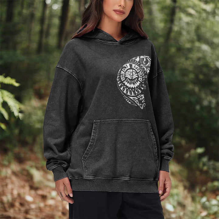 WorldNorse Intricate Tribal Skull Washed Hoodie - image 10