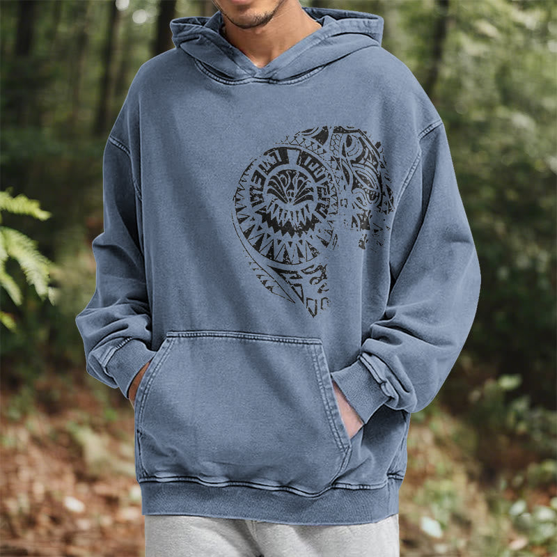 WorldNorse Intricate Tribal Skull Washed Hoodie - image 17