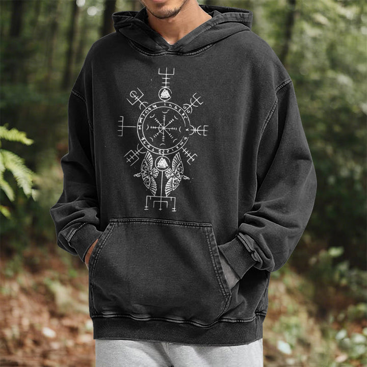 WorldNorse Rune Helm of Awe Raven Washed Hoodie - image 6