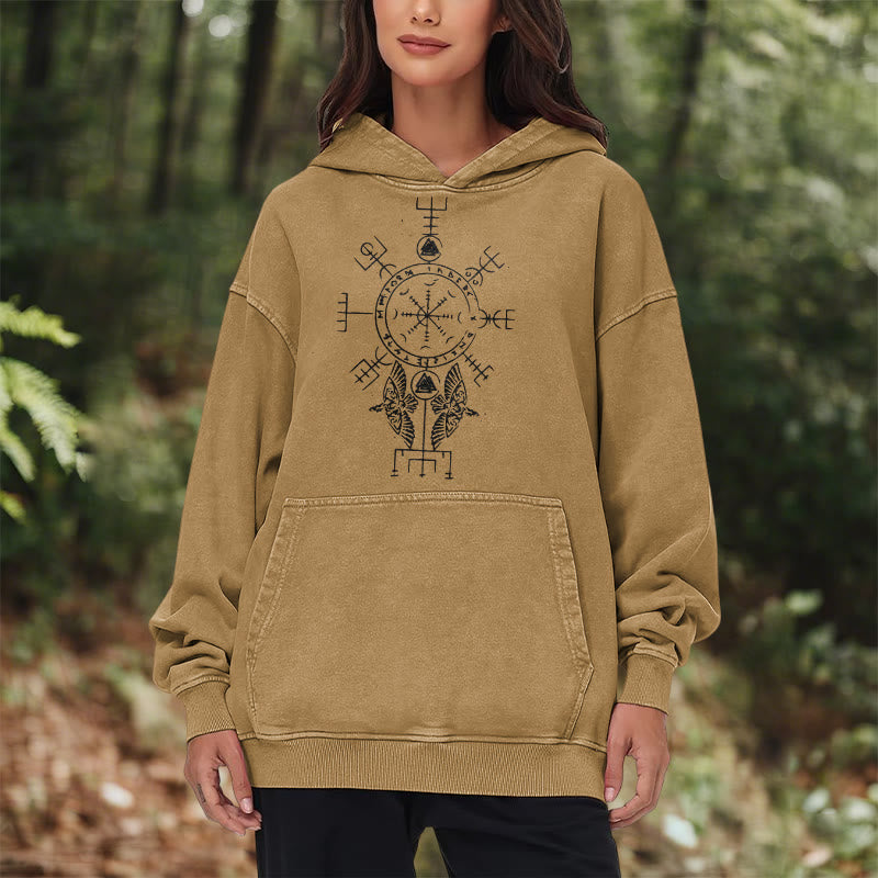 WorldNorse Rune Helm of Awe Raven Washed Hoodie - image 22