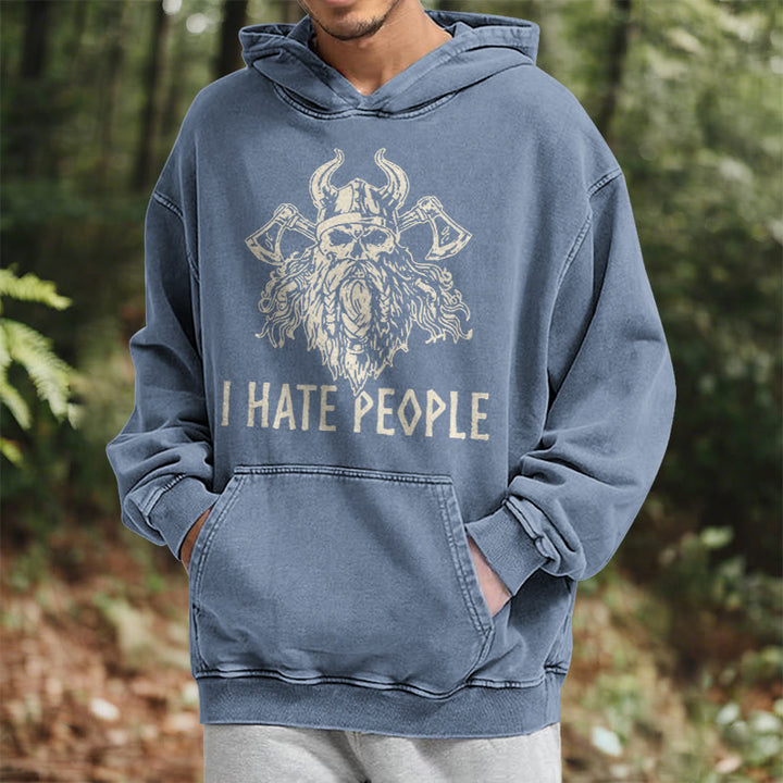 WorldNorse Horned Viking Skull Axe Washed Hoodie - image 17