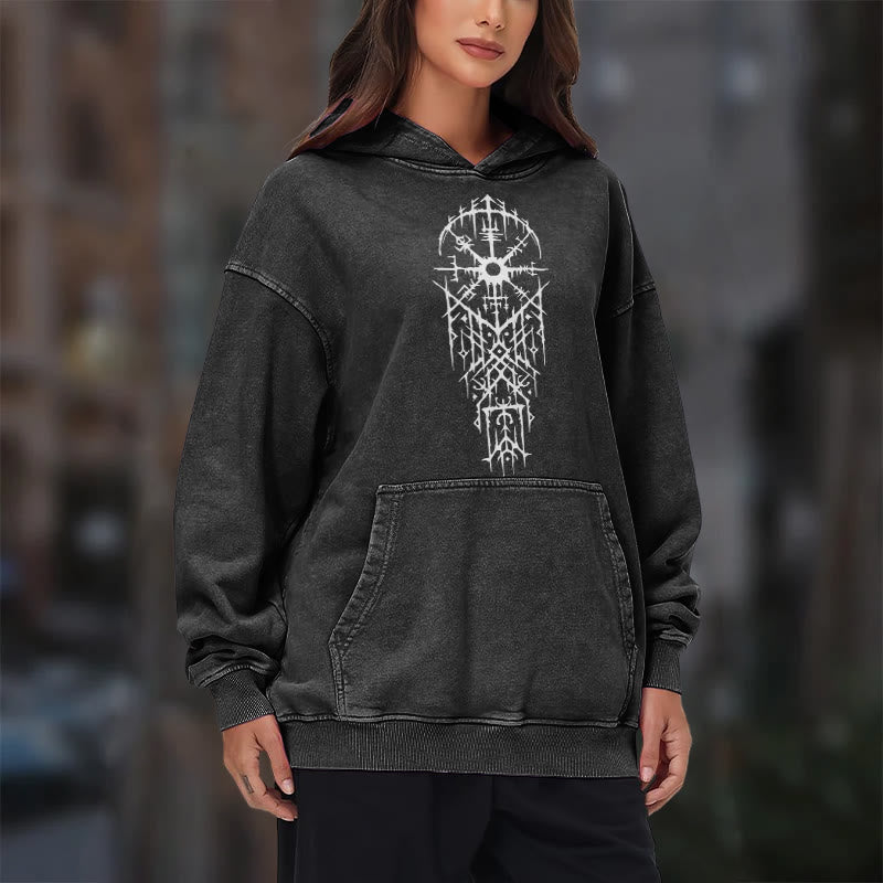 WorldNorse Gothic Intricate Rune Washed Hoodie - image 10