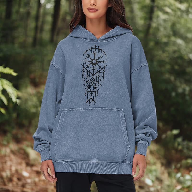 WorldNorse Gothic Intricate Rune Washed Hoodie - image 18