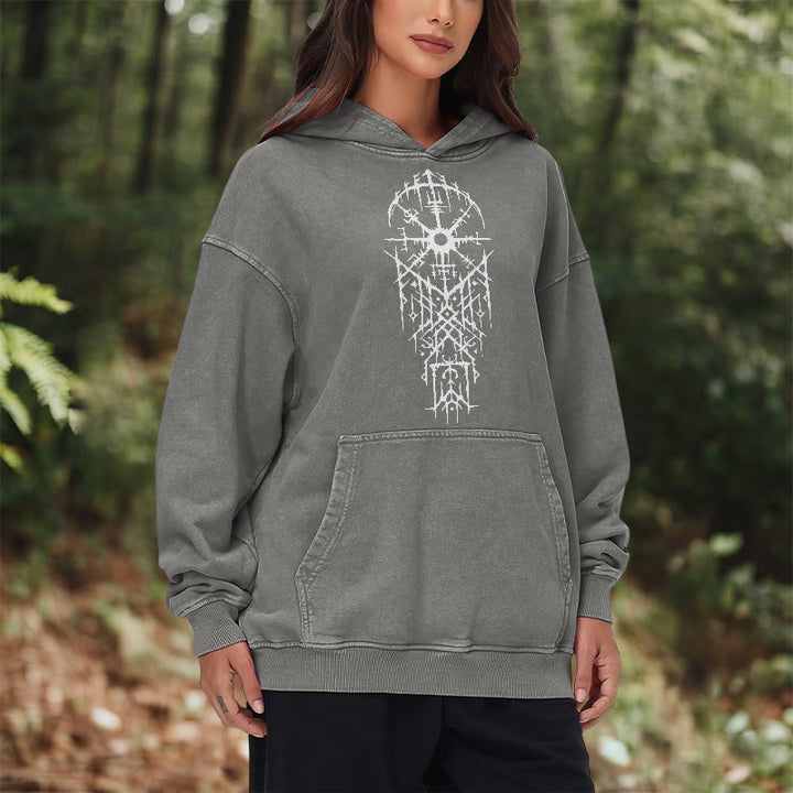 WorldNorse Gothic Intricate Rune Washed Hoodie - image 14