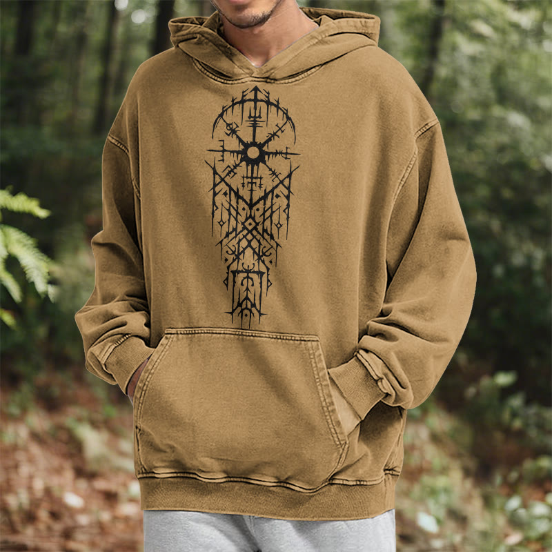 WorldNorse Gothic Intricate Rune Washed Hoodie - image 21