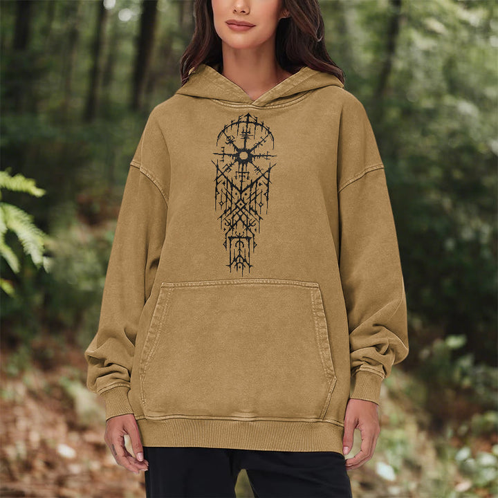 WorldNorse Gothic Intricate Rune Washed Hoodie - image 22