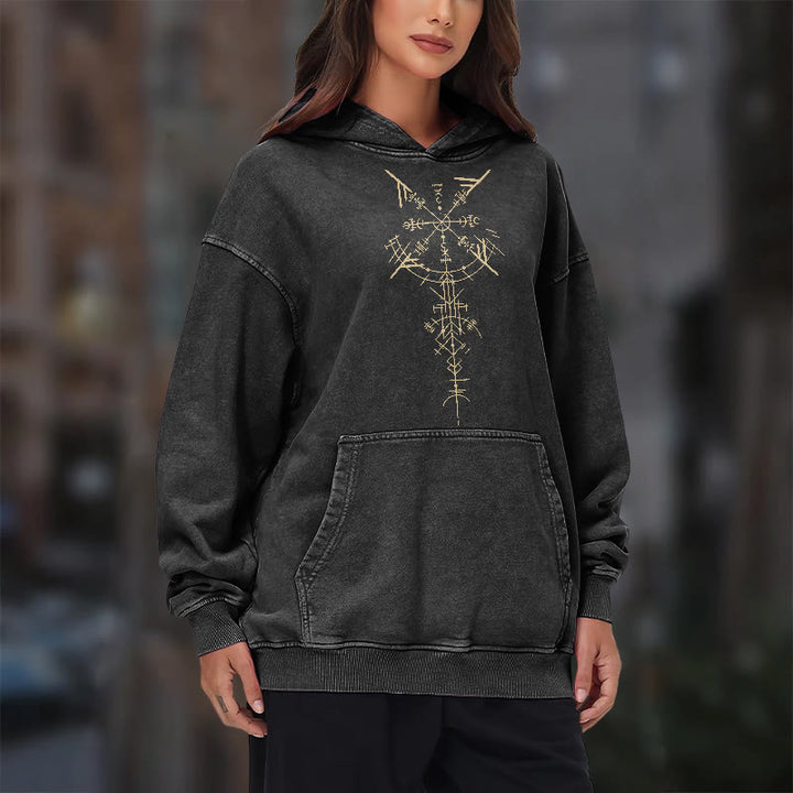 WorldNorse Gilded Rune Vegvisir Washed Hoodie - image 11