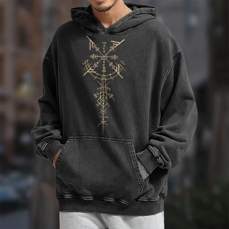 WorldNorse Gilded Rune Vegvisir Washed Hoodie - image 7