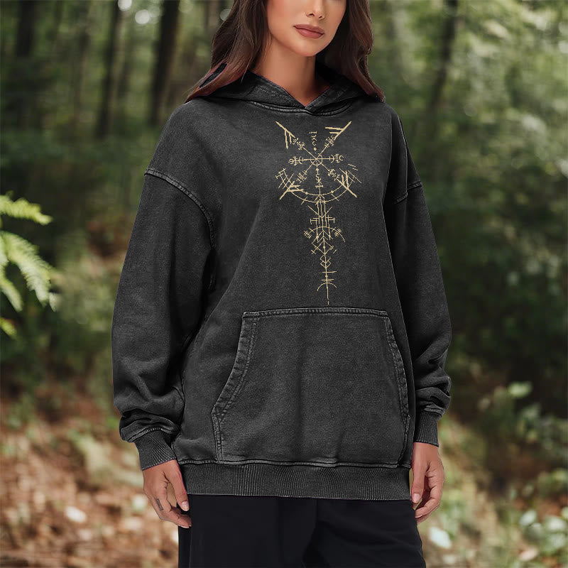 WorldNorse Gilded Rune Vegvisir Washed Hoodie - image 10