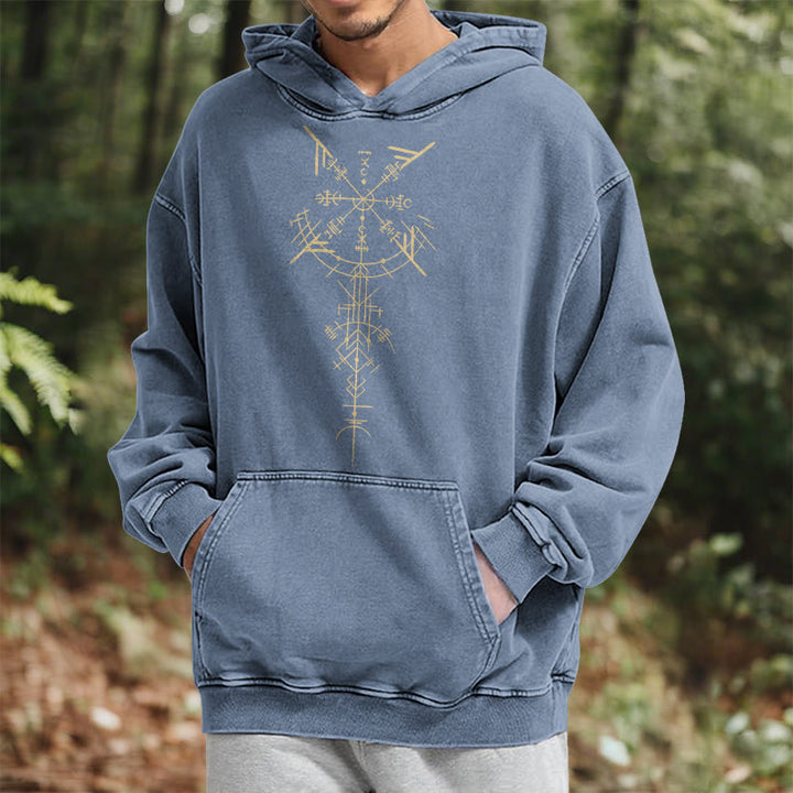 WorldNorse Gilded Rune Vegvisir Washed Hoodie - image 17