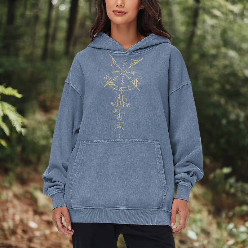 WorldNorse Gilded Rune Vegvisir Washed Hoodie - image 18