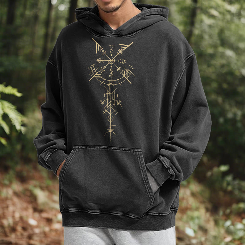 WorldNorse Gilded Rune Vegvisir Washed Hoodie - image 6