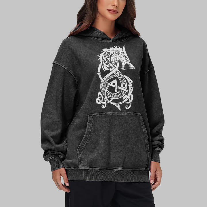 WorldNorse Celtic Knot Norse Dragon Washed Hoodie - image 8