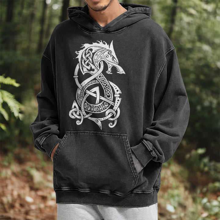 WorldNorse Celtic Knot Norse Dragon Washed Hoodie - image 6