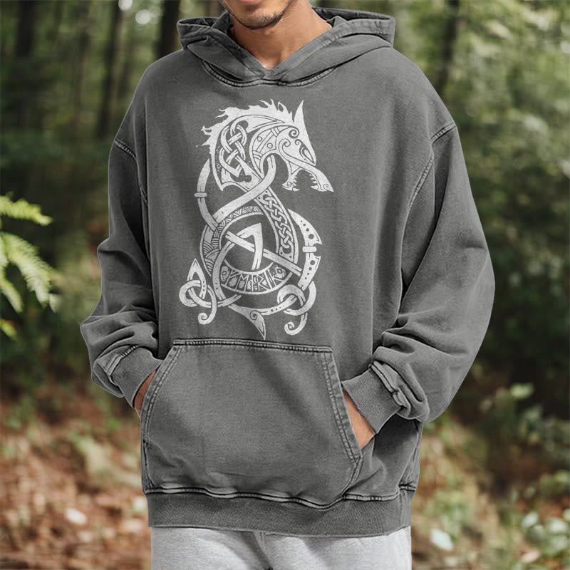 WorldNorse Celtic Knot Norse Dragon Washed Hoodie - image 14