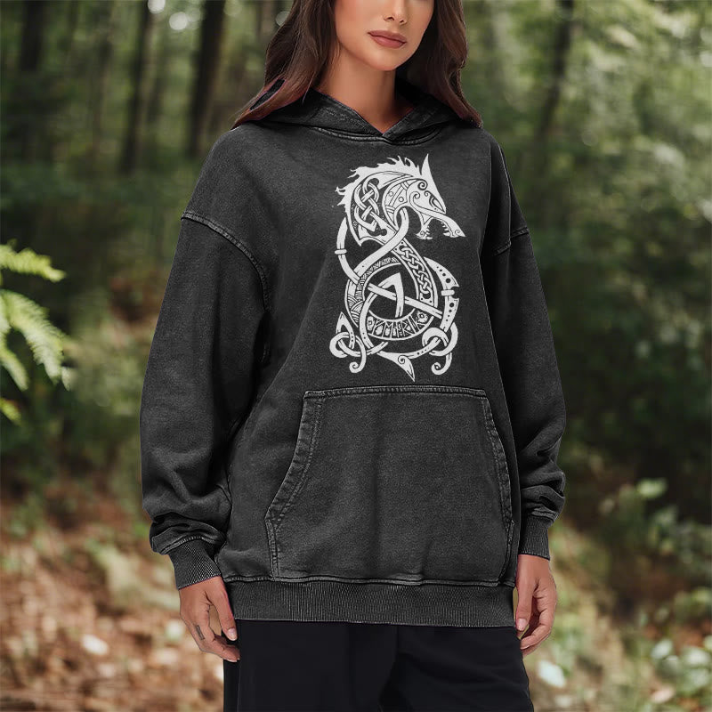 WorldNorse Celtic Knot Norse Dragon Washed Hoodie - image 10