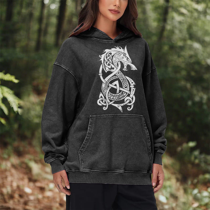 WorldNorse Celtic Knot Norse Dragon Washed Hoodie - image 10