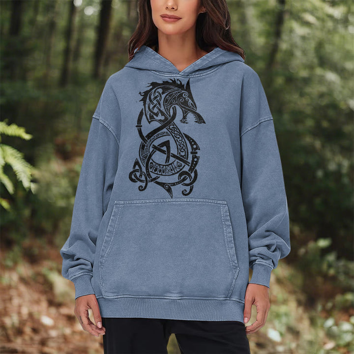 WorldNorse Celtic Knot Norse Dragon Washed Hoodie - image 18